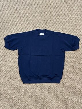 NEW AYR The Somethin Else in City Sky Navy Blue Short Sleeve Shirt size XS